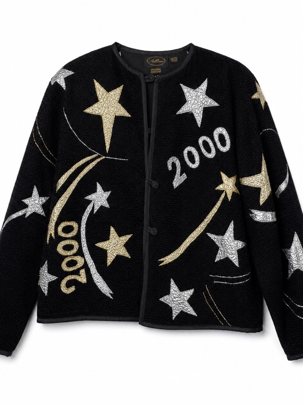 Allure Y2K 2000 Metallic Star Embroidered Jacket Shoulder Pads